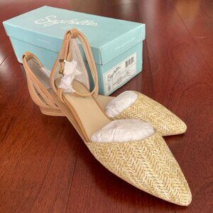 NWB Seychelles Plateau Leather and Rattan Flats